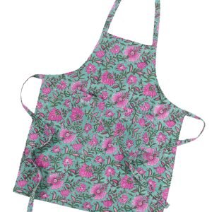 Hand Block Printed Cotton Apron – Ethnic Floral Design HG-AP-05B