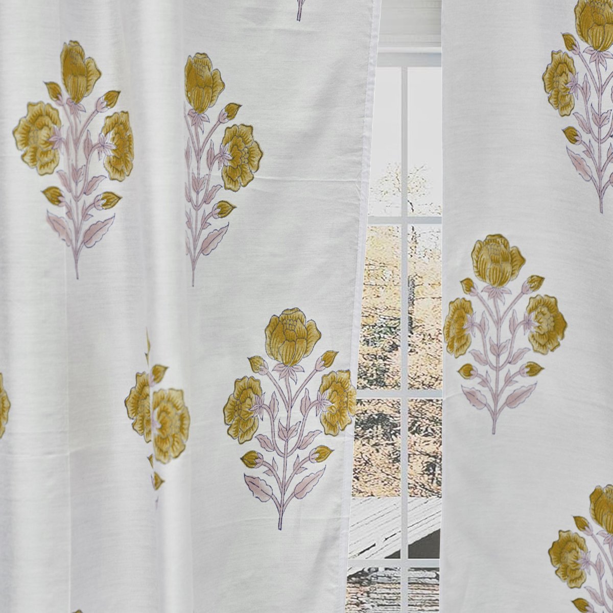 Hand Block Printed Cotton Curtain HG-03B - Image 3