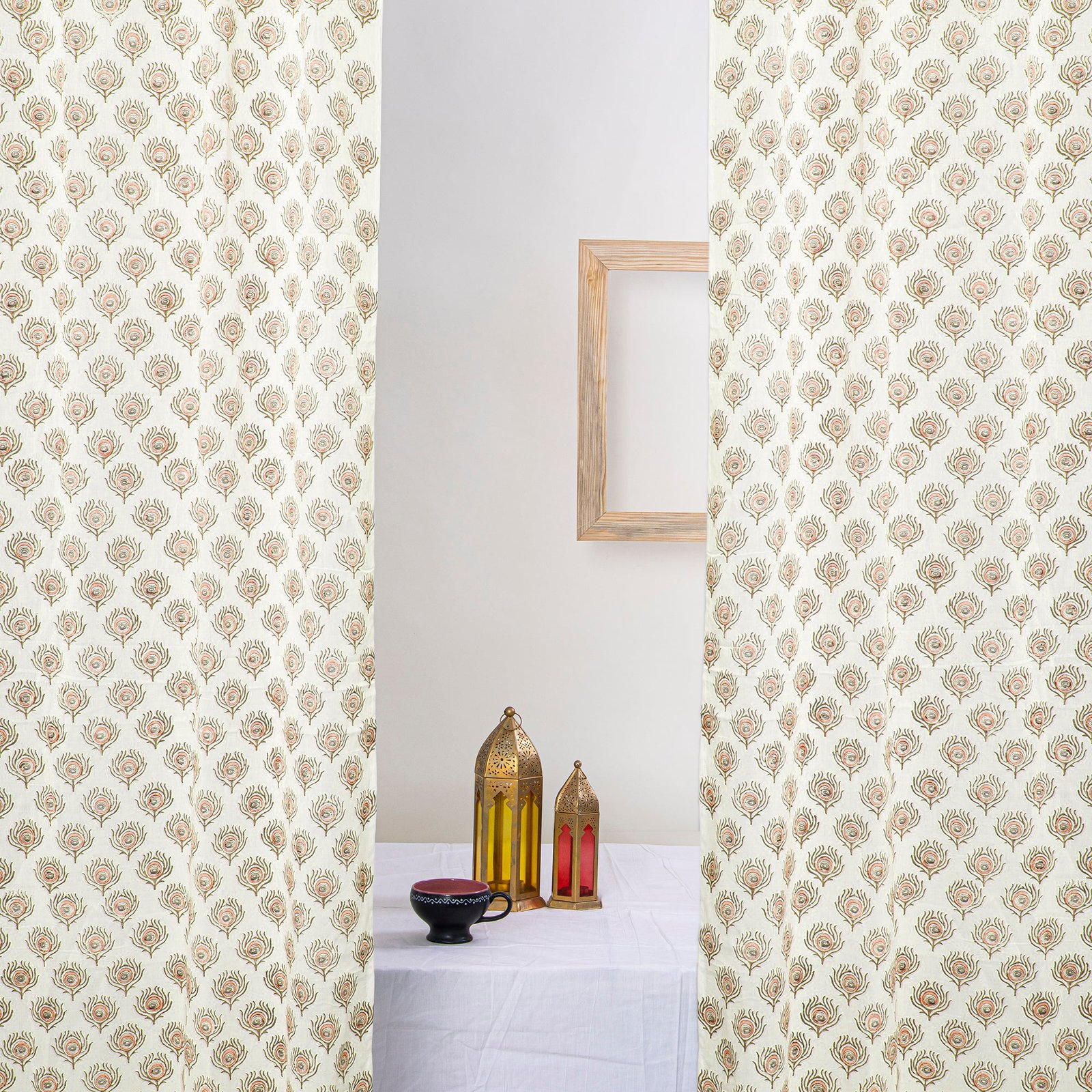 Botanical Print Hand Block Curtain HG-05A - Image 2