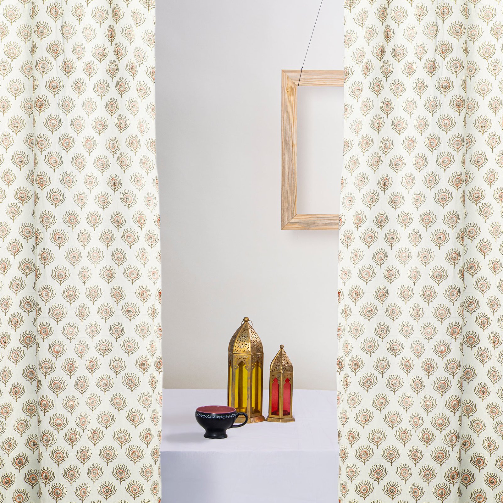 Botanical Print Hand Block Curtain HG-05A - Image 3