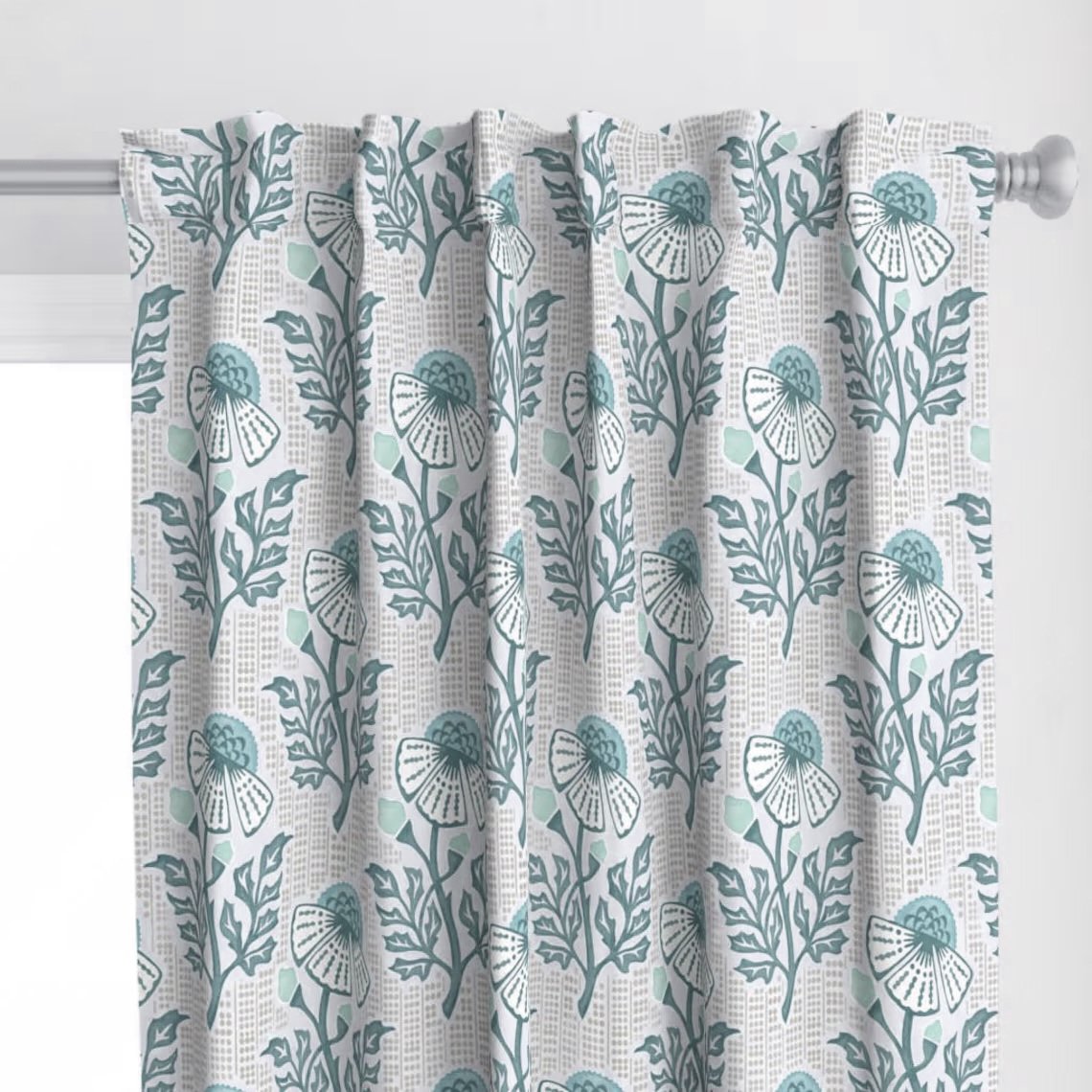 Elegant Floral Hand Block Print Curtain HG-07A