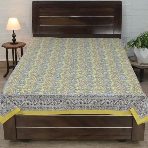 Ethnic Floral Hand Block Printed Bedsheet HG-BS-03