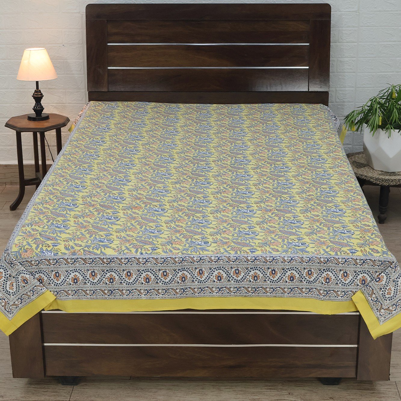 Ethnic Floral Hand Block Printed Bedsheet HG-BS-03