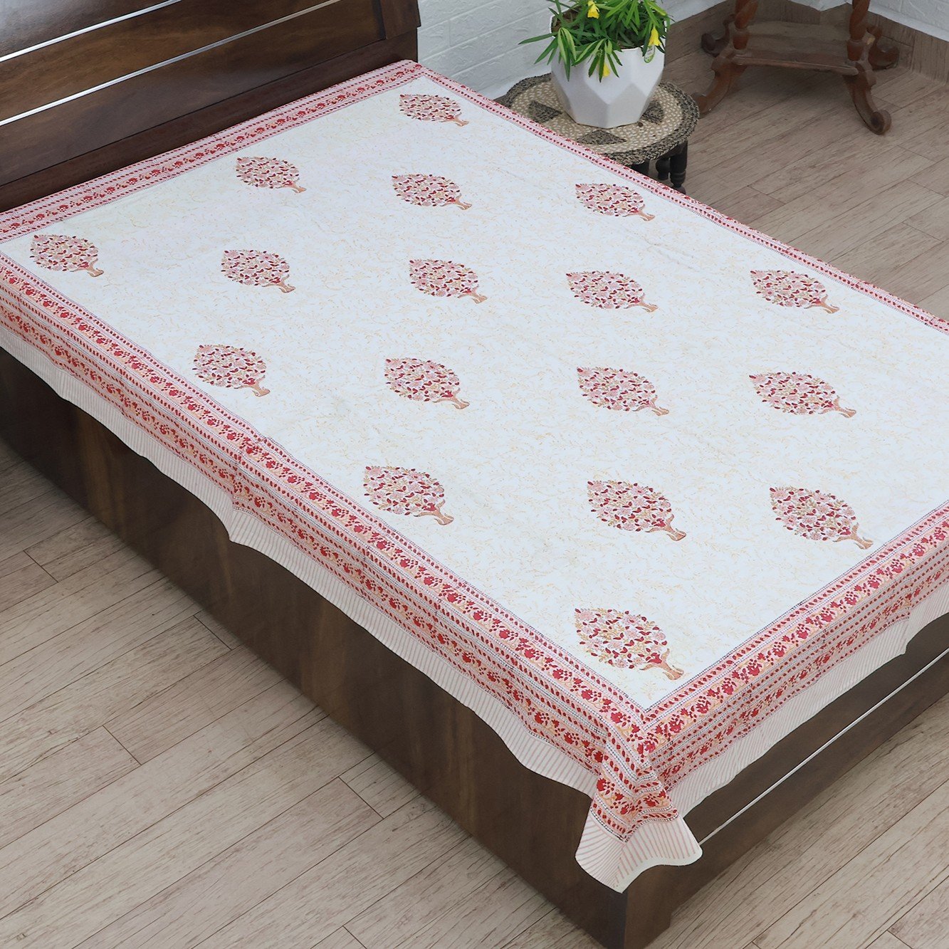 Ethnic Floral Hand Block Printed Bedsheet HG-BS-07