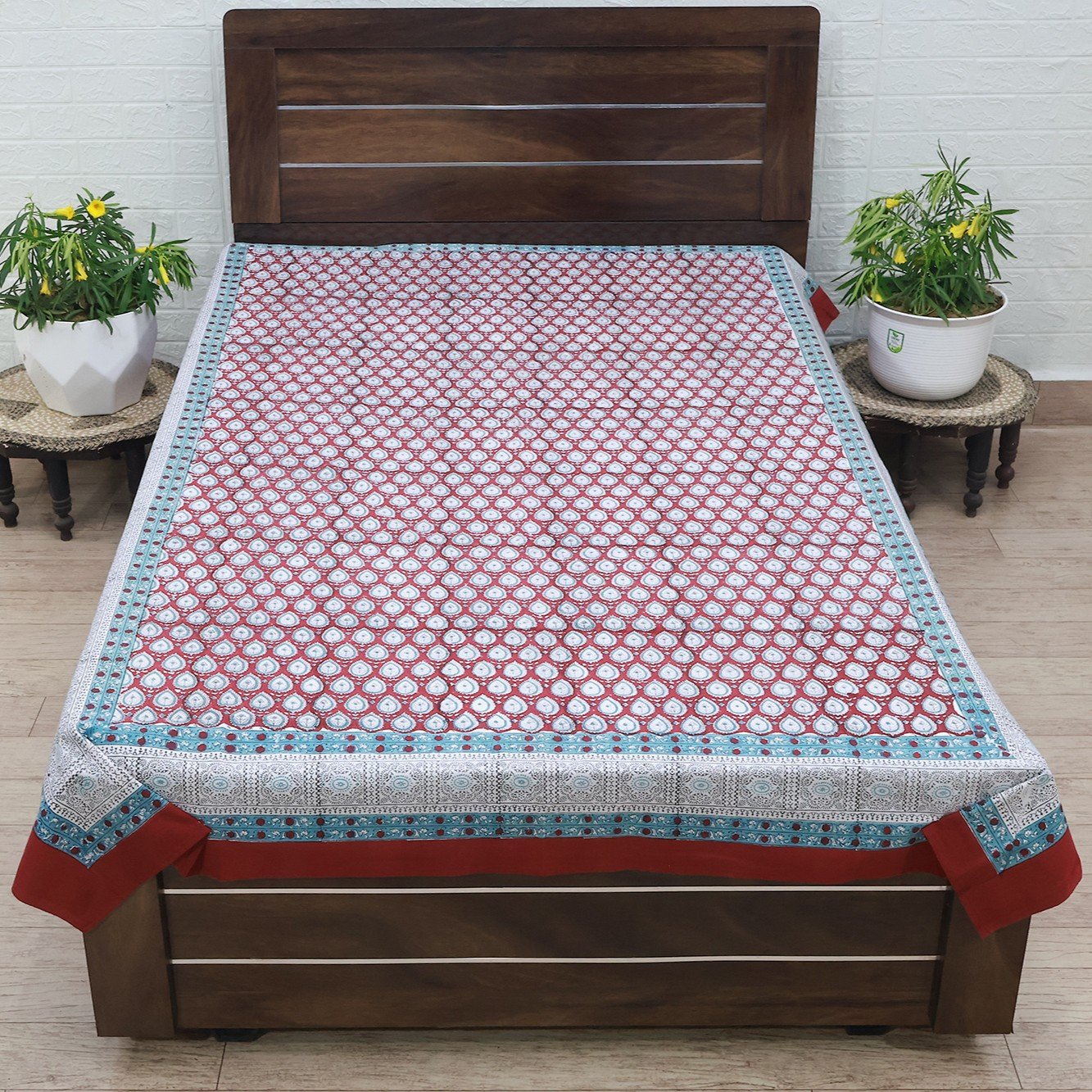Elegant Floral Hand Block Printed Bedsheet HG-BS-09