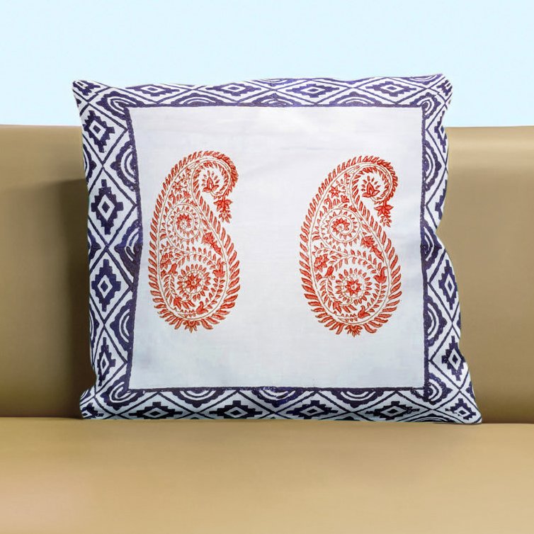 Handmade Cotton Cushion Cover with Block Print Design HG-CC-04A