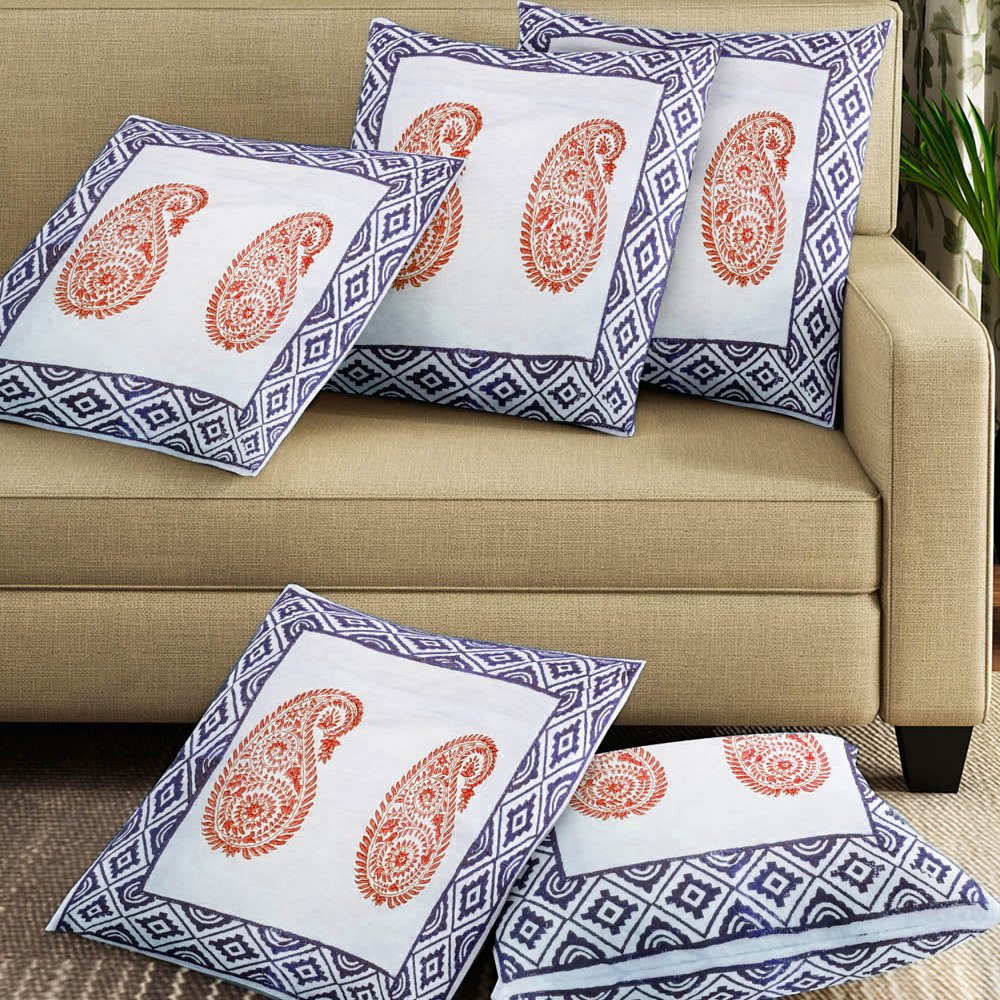 Handmade Cotton Cushion Cover with Block Print Design HG-CC-04A - Image 4
