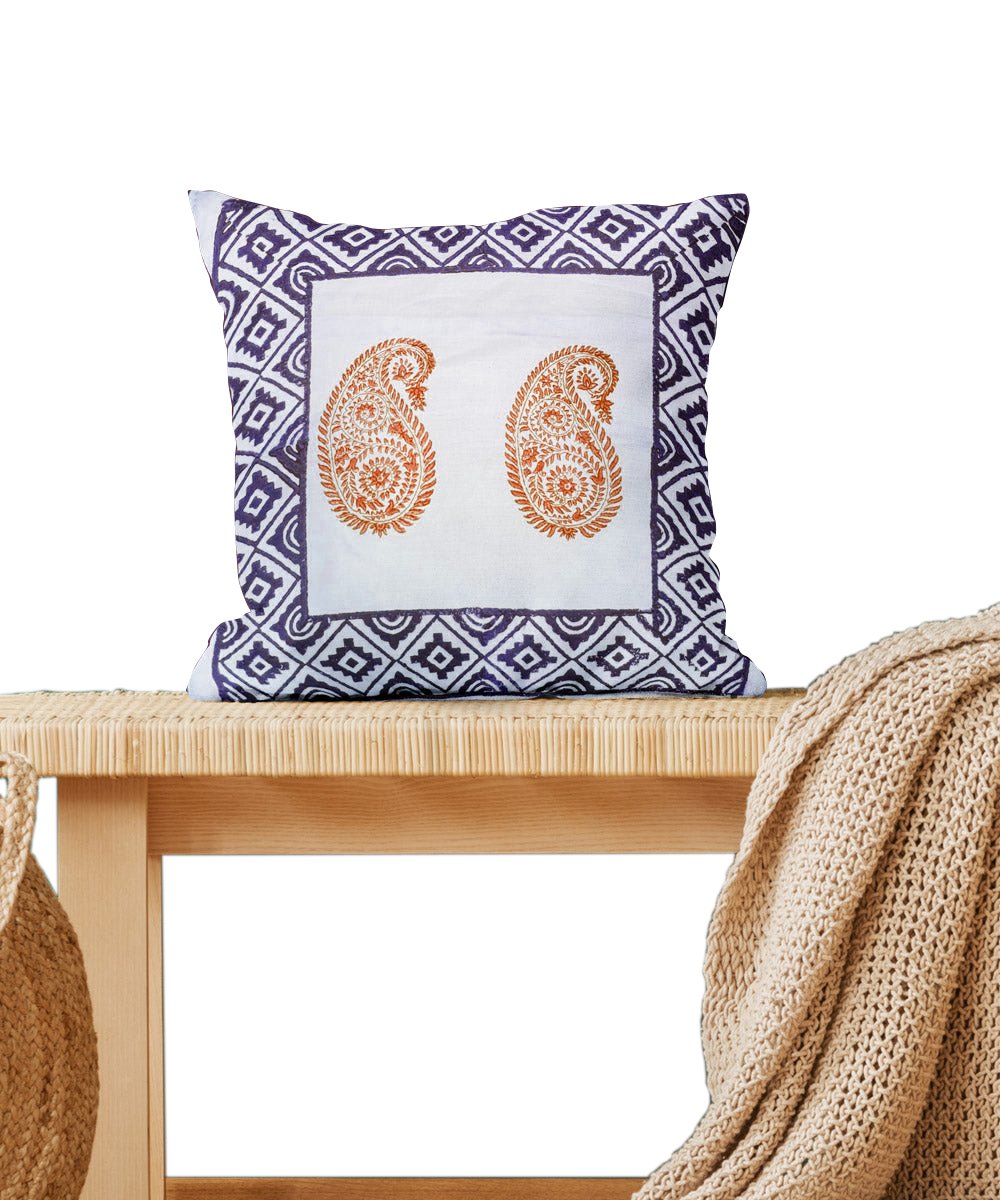 Handmade Cotton Cushion Cover with Block Print Design HG-CC-04A - Image 3