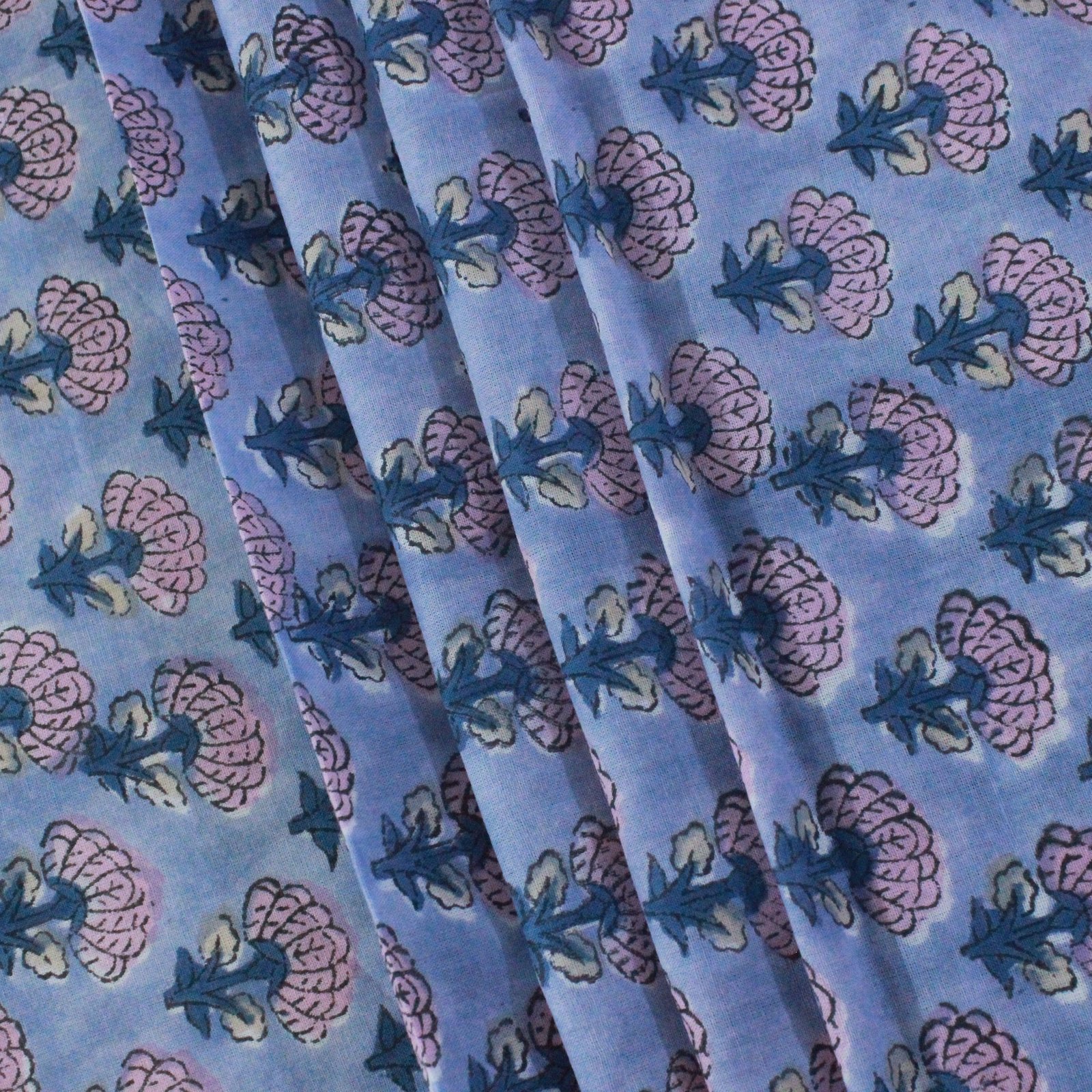 Ethnic Floral Hand Block Printed Cotton Fabric HG-FB-1466