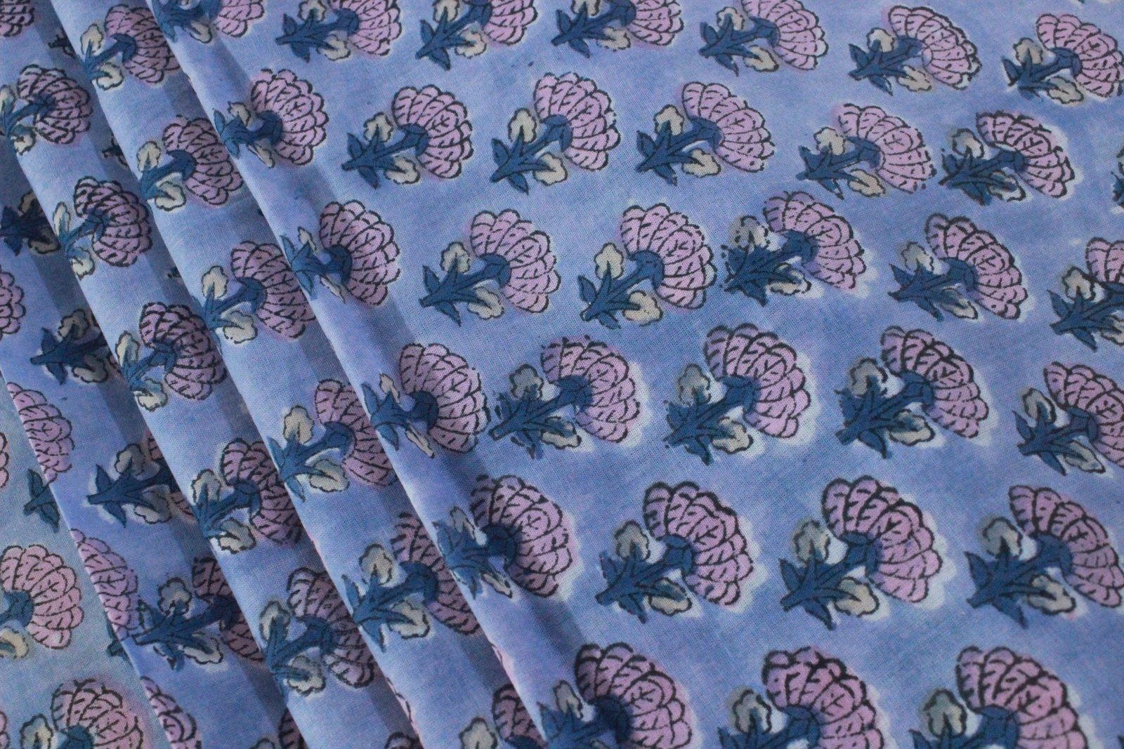 Ethnic Floral Hand Block Printed Cotton Fabric HG-FB-1466 - Image 3