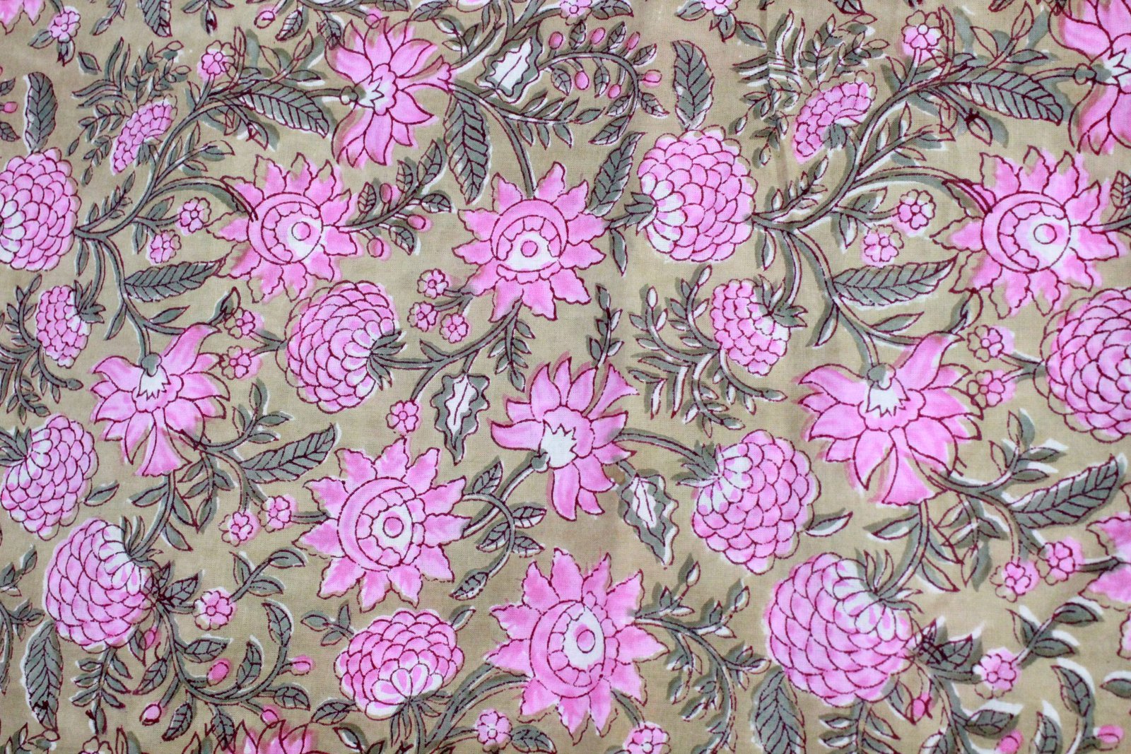 Elegant Floral Hand Block Printed Cotton Fabric HG-FB-1470 - Image 3