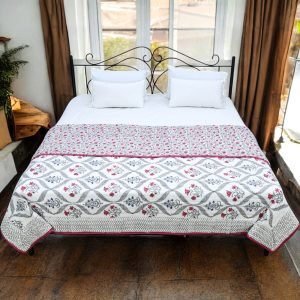 Indian Cotton Quilt with Block Print Design HG-QLT-005