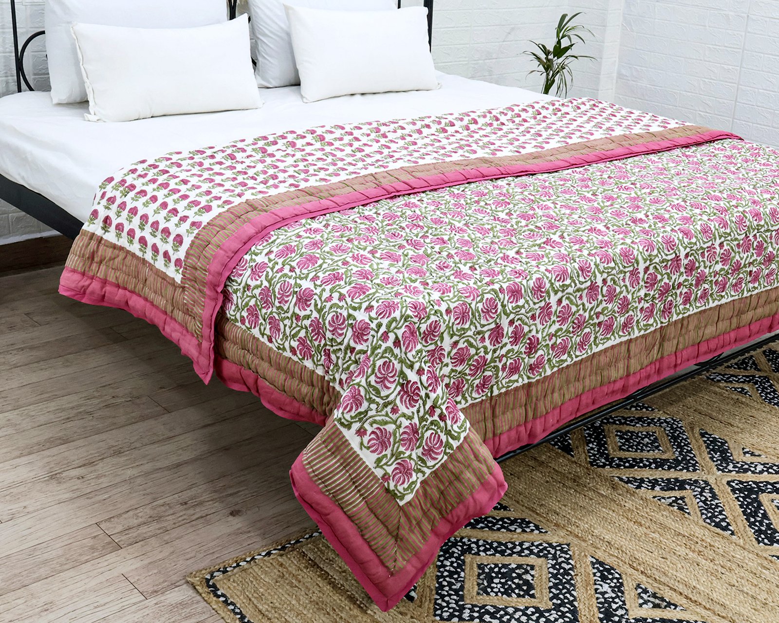 Eco-Friendly Cotton Quilt – Hand Block Print HG-QLT-007 - Image 3