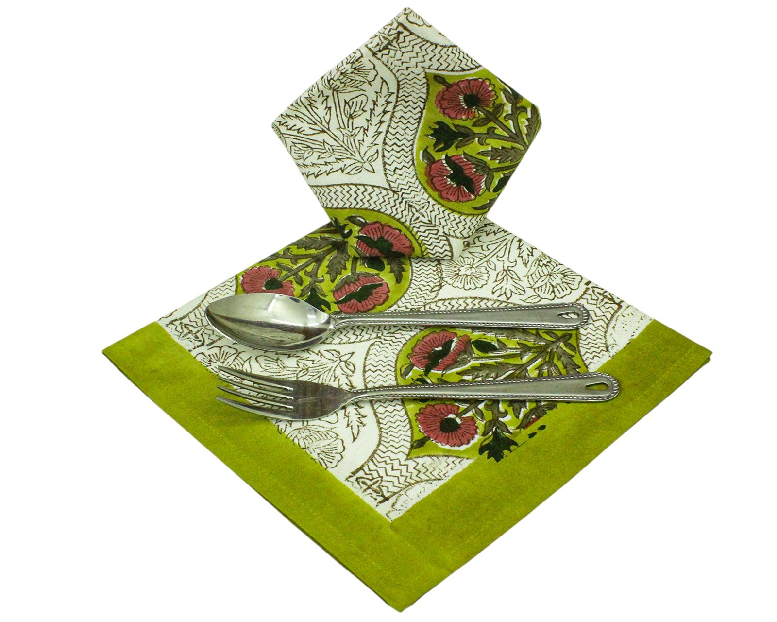 Ethnic Floral Hand Block Printed Table Napkins NP-5004 - Image 6