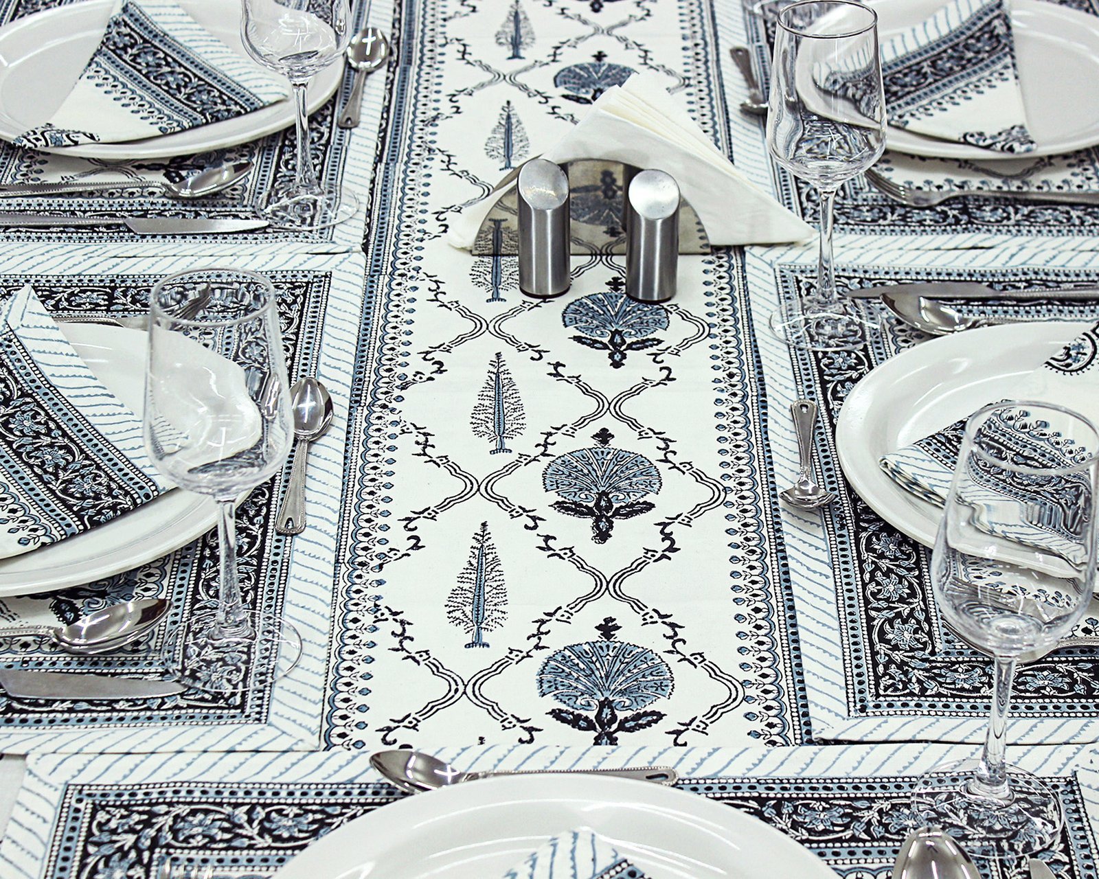 Indian Cotton Tablecloth – Handmade Block Print Rectangle Cover HG-5003 - Image 2