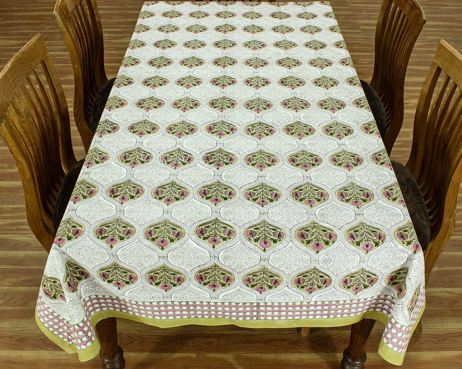 Boho Botanical Hand Block Printed Table Cloth – 100% Cotton HG-5004 - Image 5