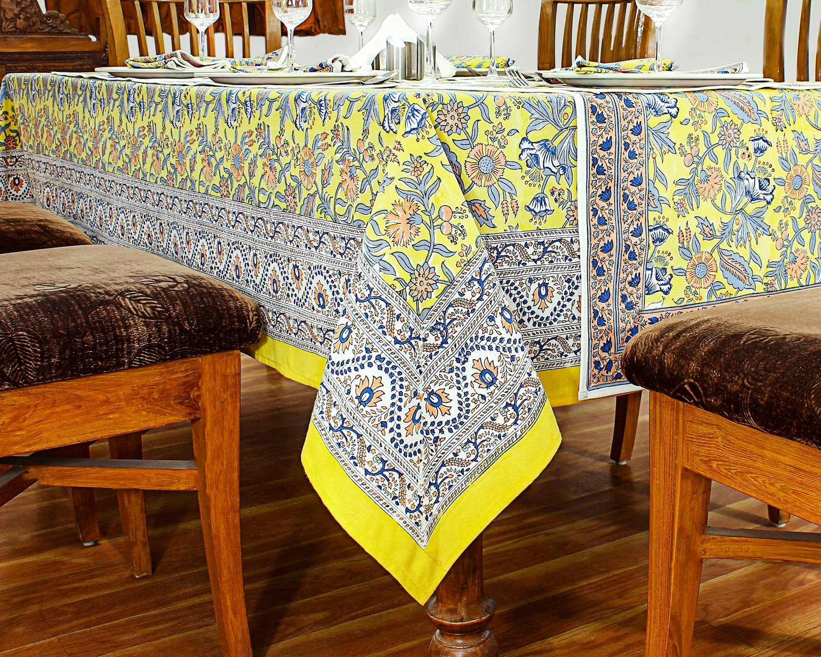 Ethnic Style Handcrafted Block Print Table Cover HG-5005 - Image 5
