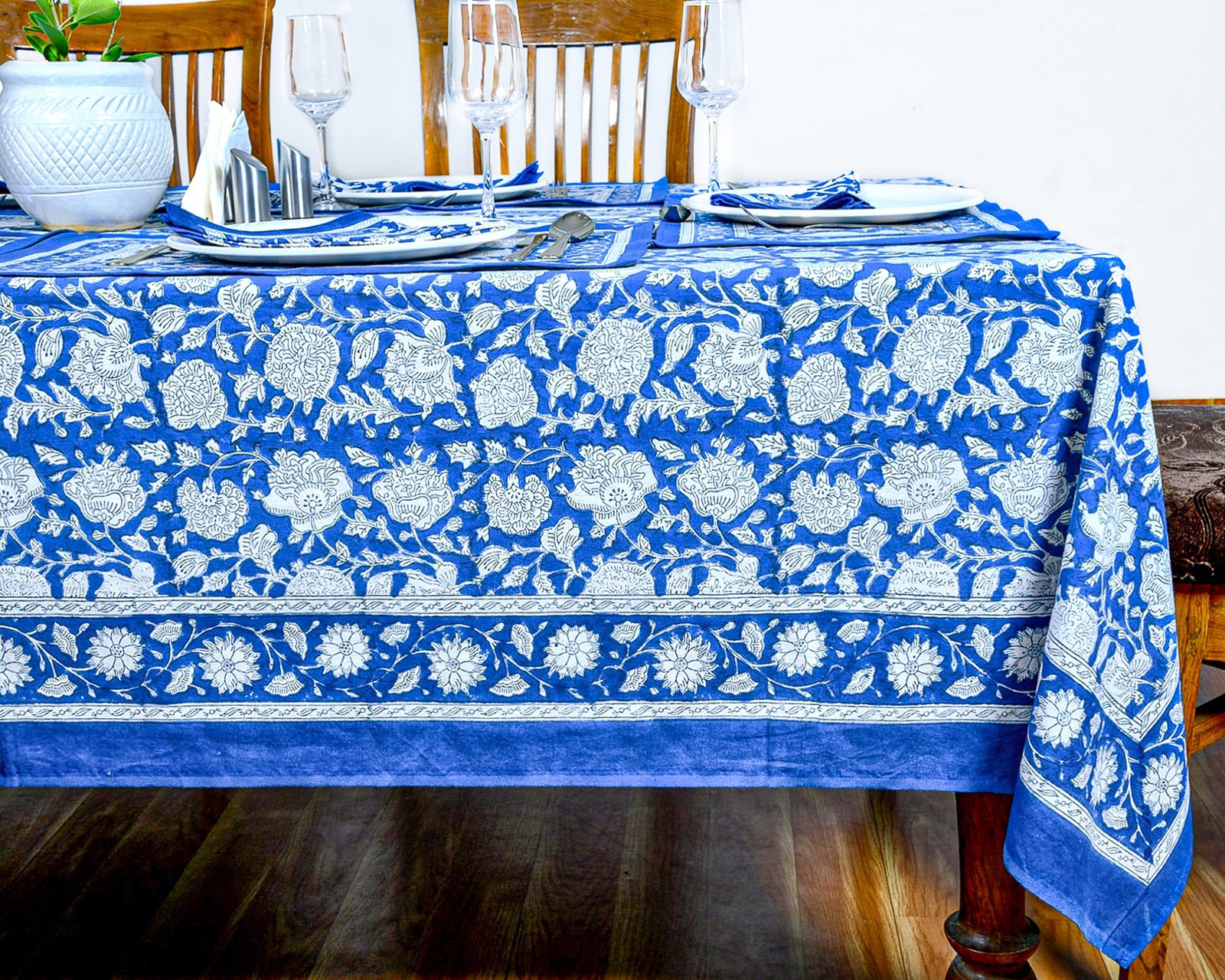 Handcrafted Cotton Tablecloth – Ethnic Block Print Rectangle HG-5006 - Image 2