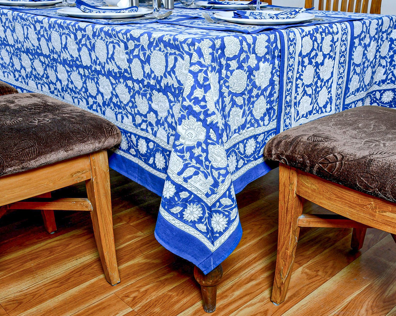 Handcrafted Cotton Tablecloth – Ethnic Block Print Rectangle HG-5006 - Image 3