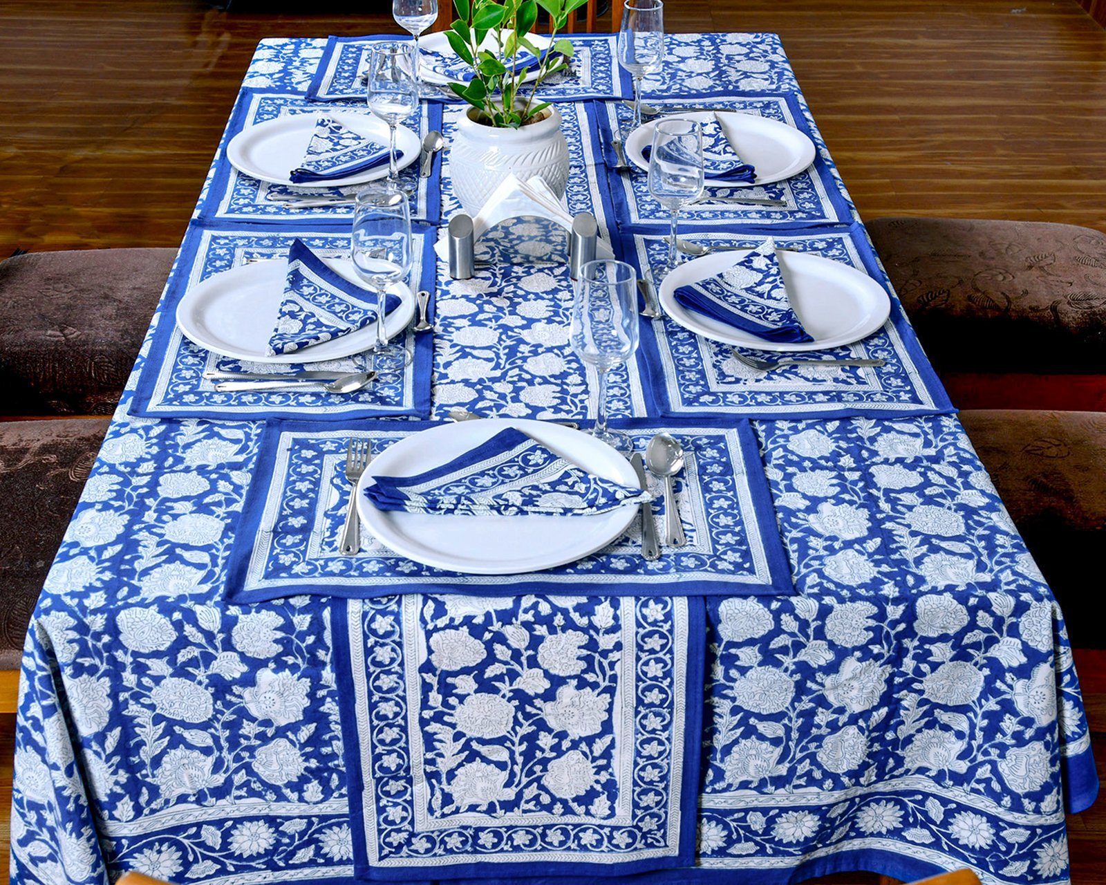Handcrafted Cotton Tablecloth – Ethnic Block Print Rectangle HG-5006 - Image 4