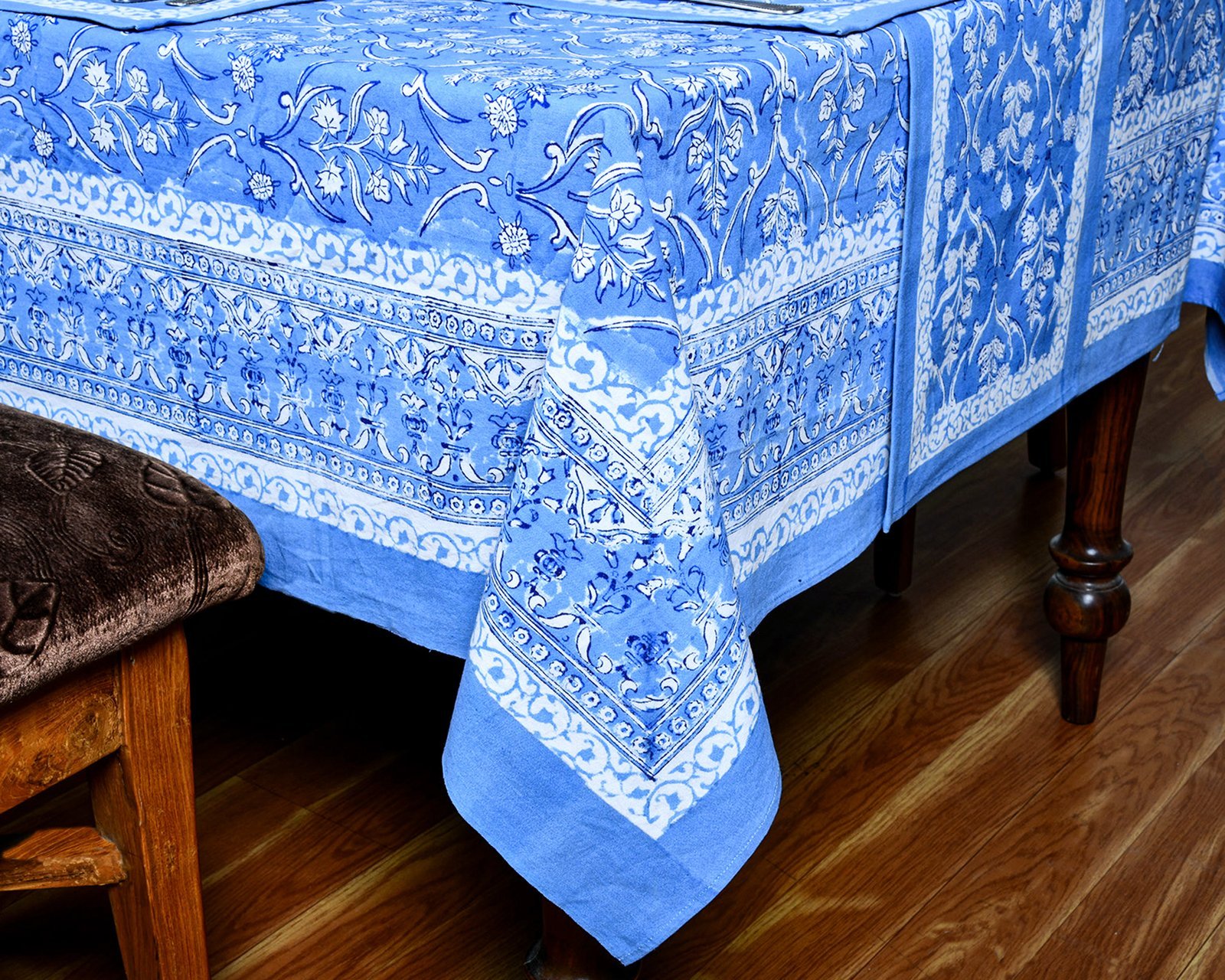 Decorative Hand Block Print Table Cloth – Botanical & Geometric Patterns HG-5007 - Image 2
