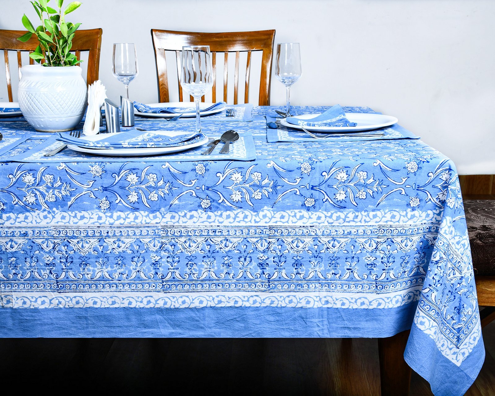 Decorative Hand Block Print Table Cloth – Botanical & Geometric Patterns HG-5007 - Image 4