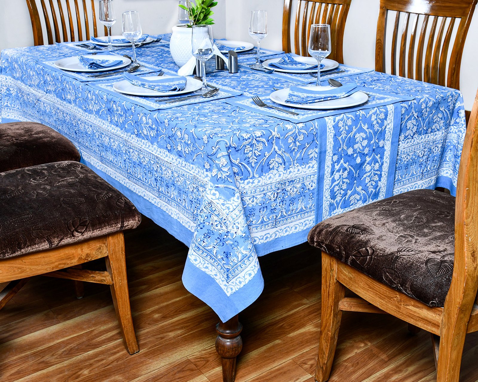 Decorative Hand Block Print Table Cloth – Botanical & Geometric Patterns HG-5007 - Image 6