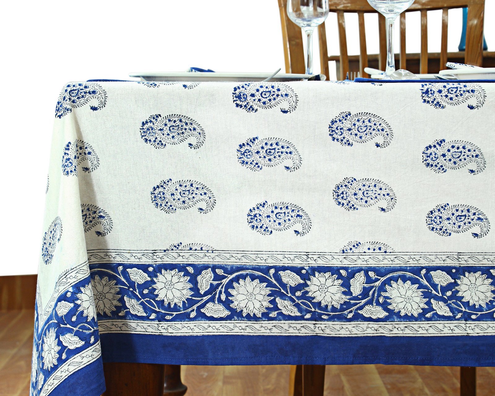 Indian Cotton Tablecloth – Handmade Block Print Rectangle Cover HG-5008 - Image 5