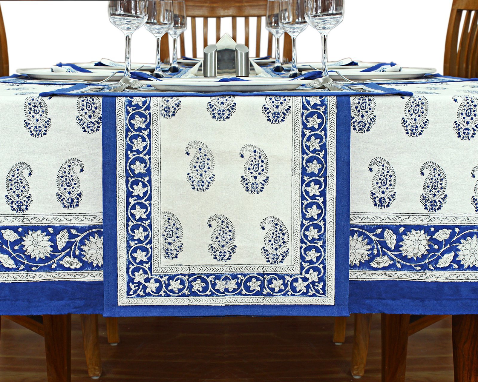 Indian Cotton Tablecloth – Handmade Block Print Rectangle Cover HG-5008 - Image 6