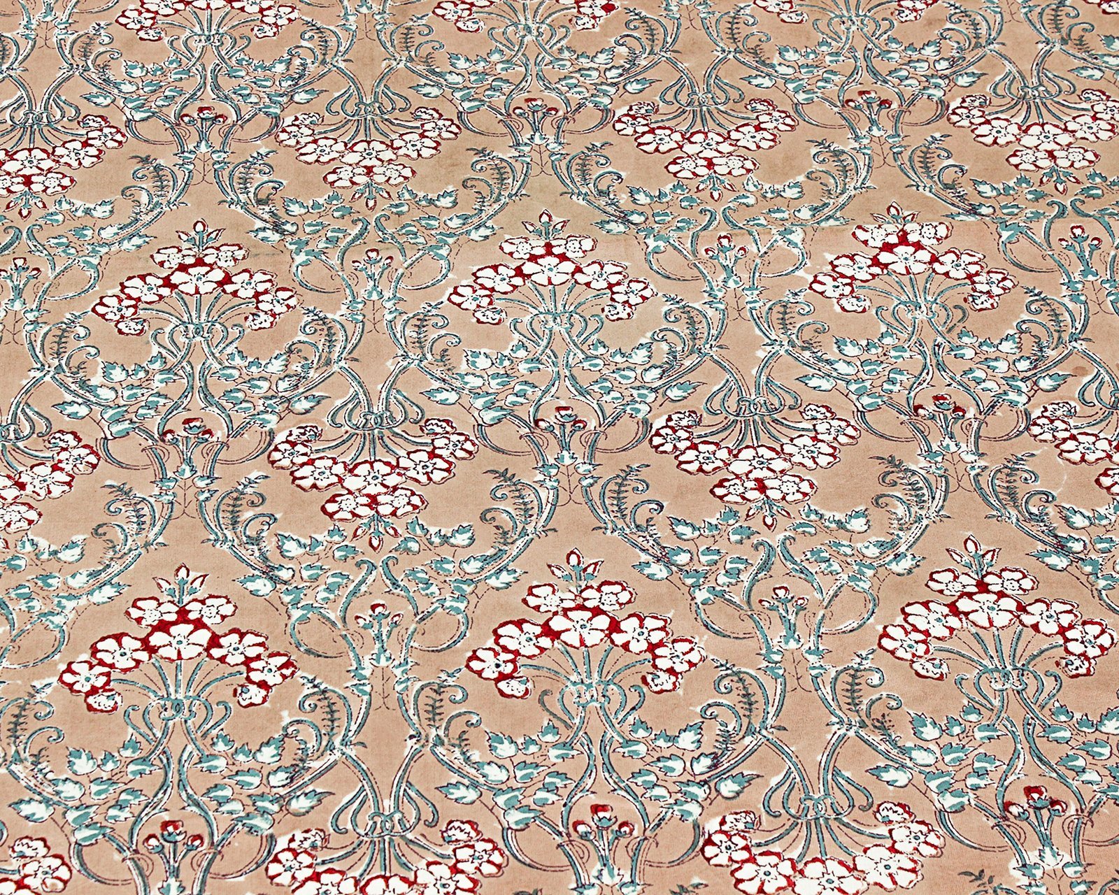 Hand Block Printed Cotton Rectangular Table Cloth – Ethnic Floral Design HG-5009 - Image 2