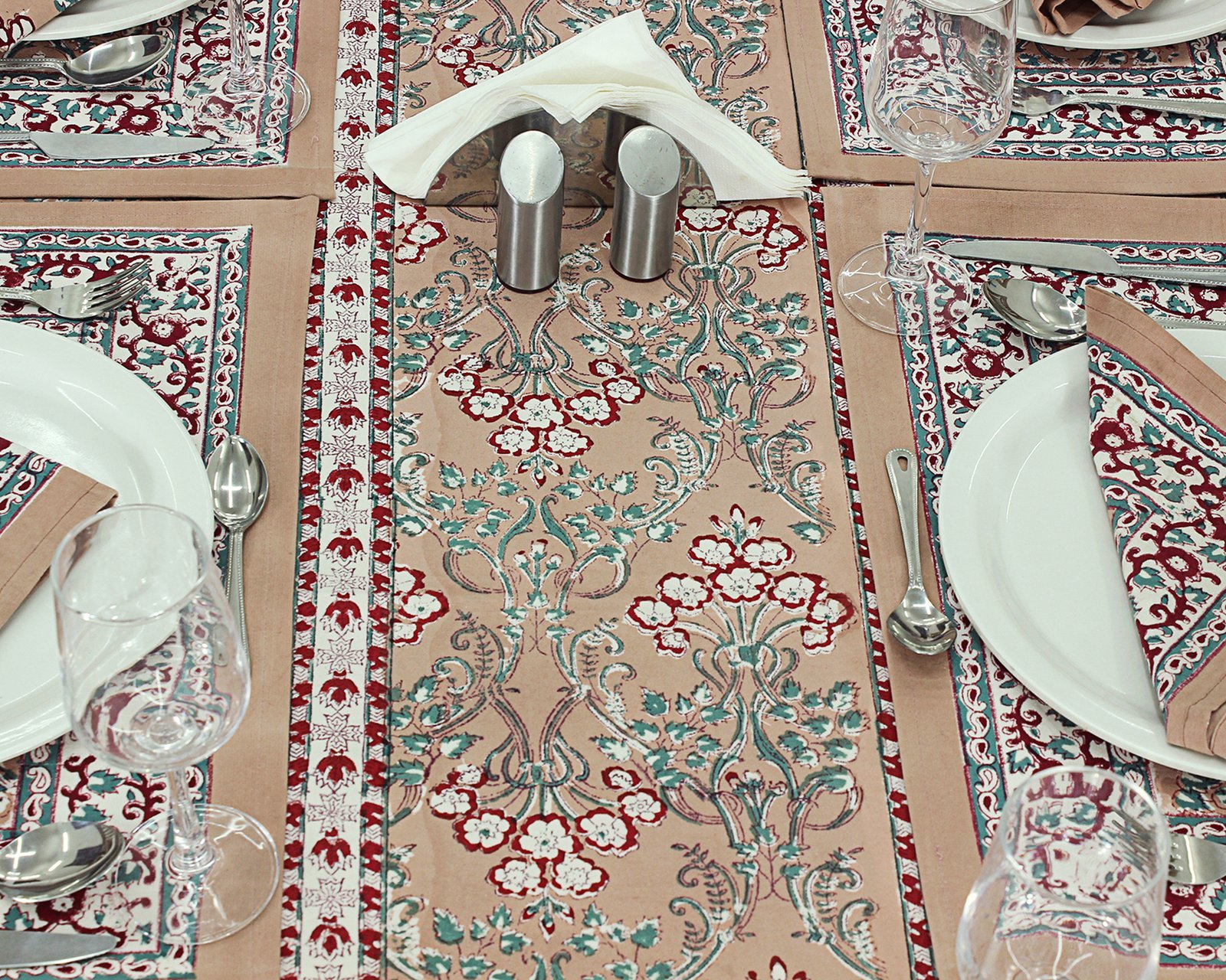 Hand Block Printed Cotton Rectangular Table Cloth – Ethnic Floral Design HG-5009 - Image 5