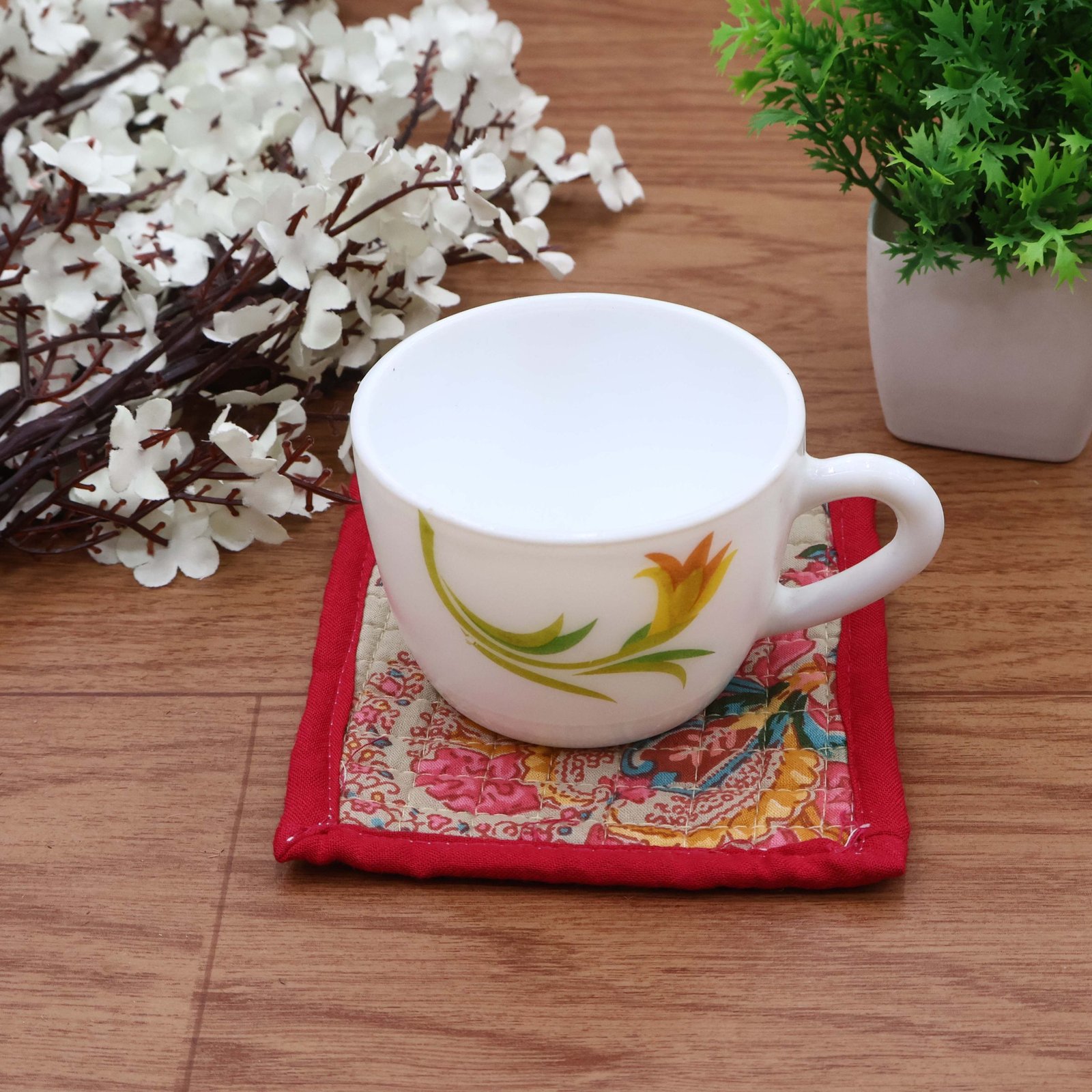 Hand Block Printed Cotton Coasters – Set of 4/6 HG-CO-06 - Image 3