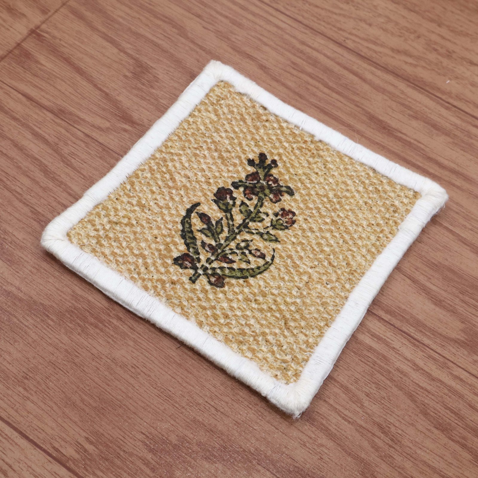 Indian Handmade Block Print Coasters – Ethnic Floral Design HG-CO-07 - Image 2