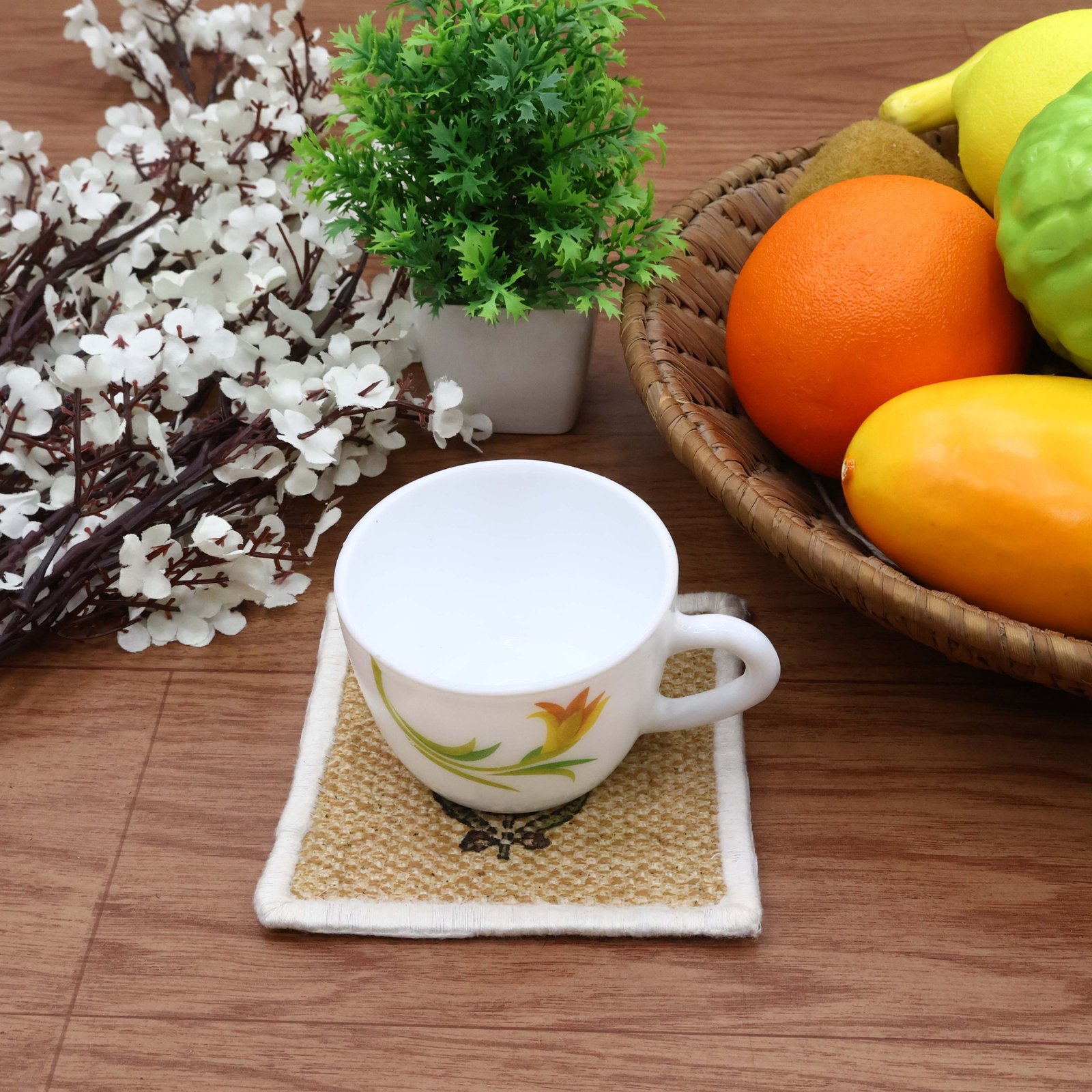 Indian Handmade Block Print Coasters – Ethnic Floral Design HG-CO-07 - Image 4