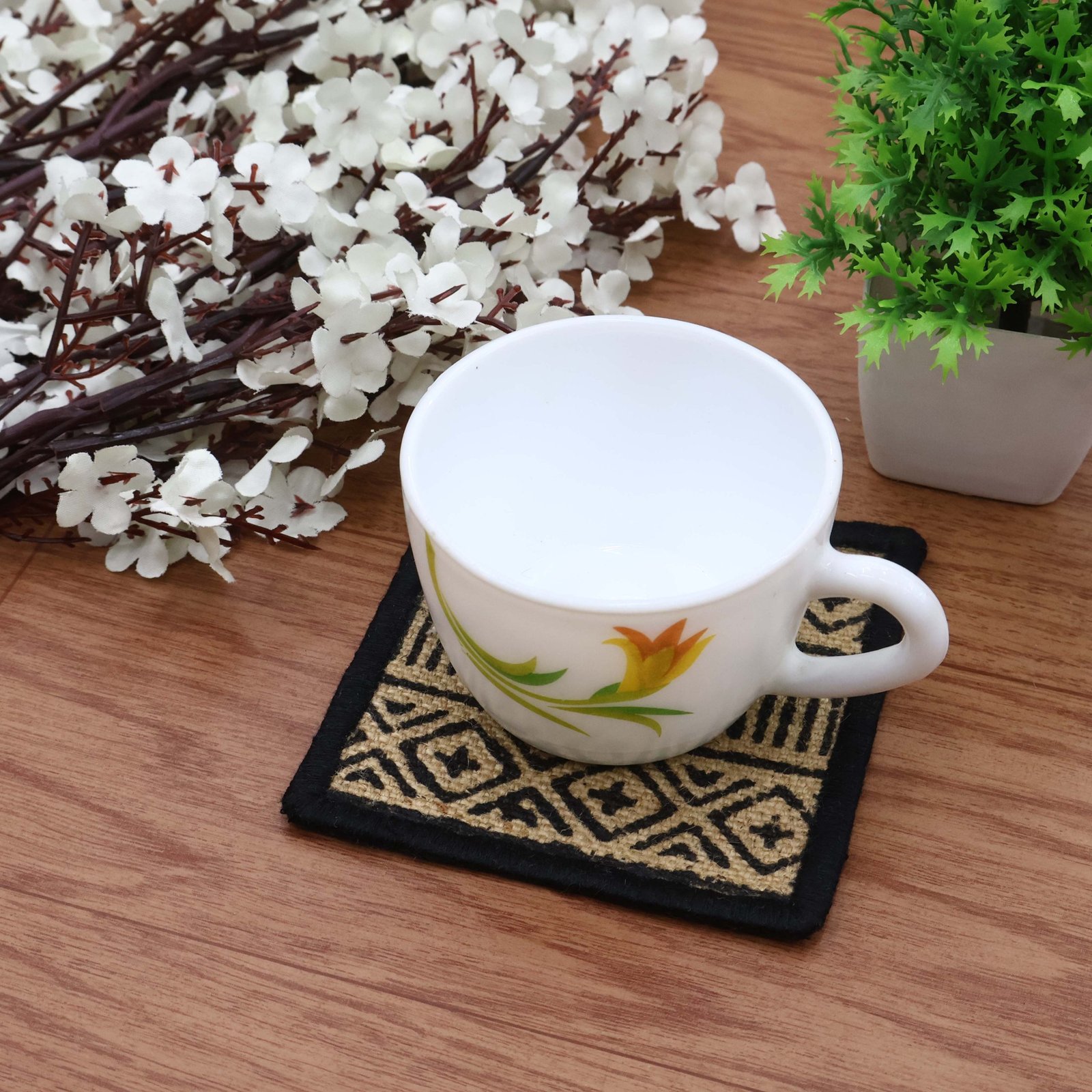 Artisan Block Printed Coasters – 100% Cotton, Handcrafted HG-CO-08 - Image 3