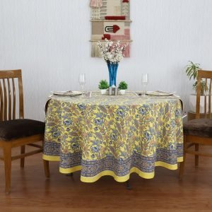 Handmade Round Tablecloth – 100% Cotton Block Print HG-RTC-5003 HG-RTC-5003
