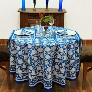 Indian Cotton Round Table Cloth – Ethnic Block Print Pattern HG-RTC-5004