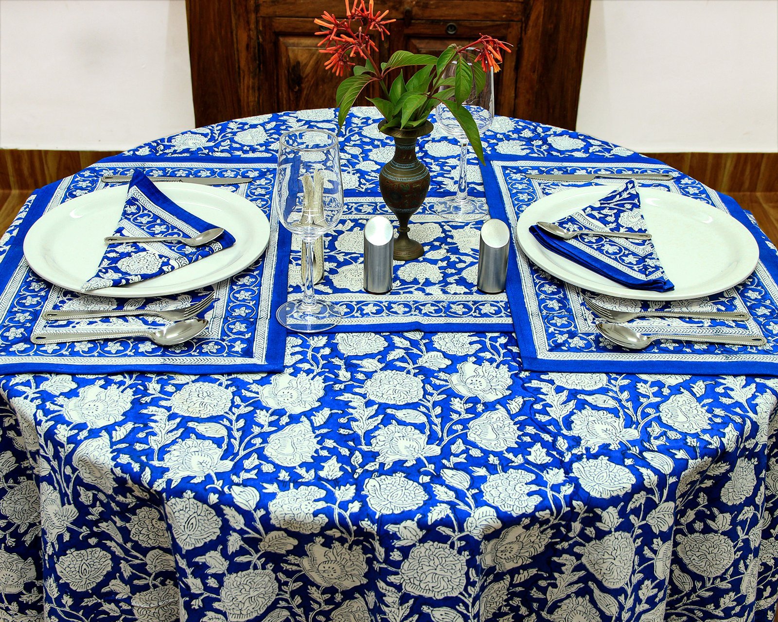 Indian Cotton Round Table Cloth – Ethnic Block Print Pattern HG-RTC-5004 - Image 3