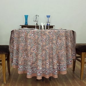 Round Cotton Tablecloth – Traditional Hand Block Print Design HG-RTC-5006