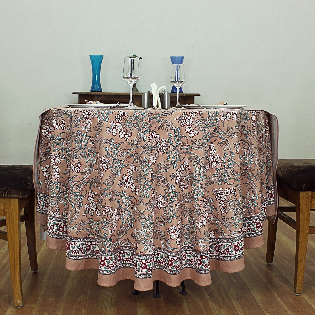 Round Cotton Tablecloth – Traditional Hand Block Print Design HG-RTC-5006