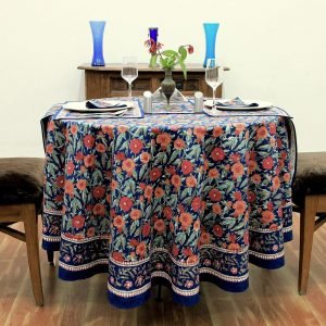 Hand Block Printed Table Cloth – Round Shape HG-RTC-5007