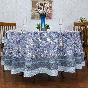 Decorative Round Tablecloth – Hand Block Printed Cotton Fabric HG-RTC-5008