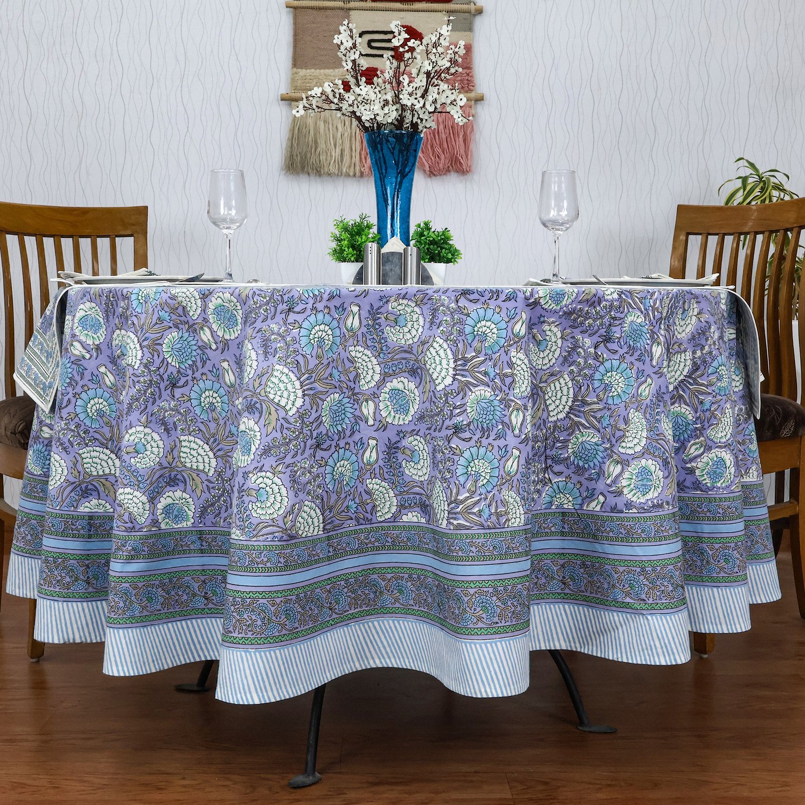 Decorative Round Tablecloth – Hand Block Printed Cotton Fabric HG-RTC-5008