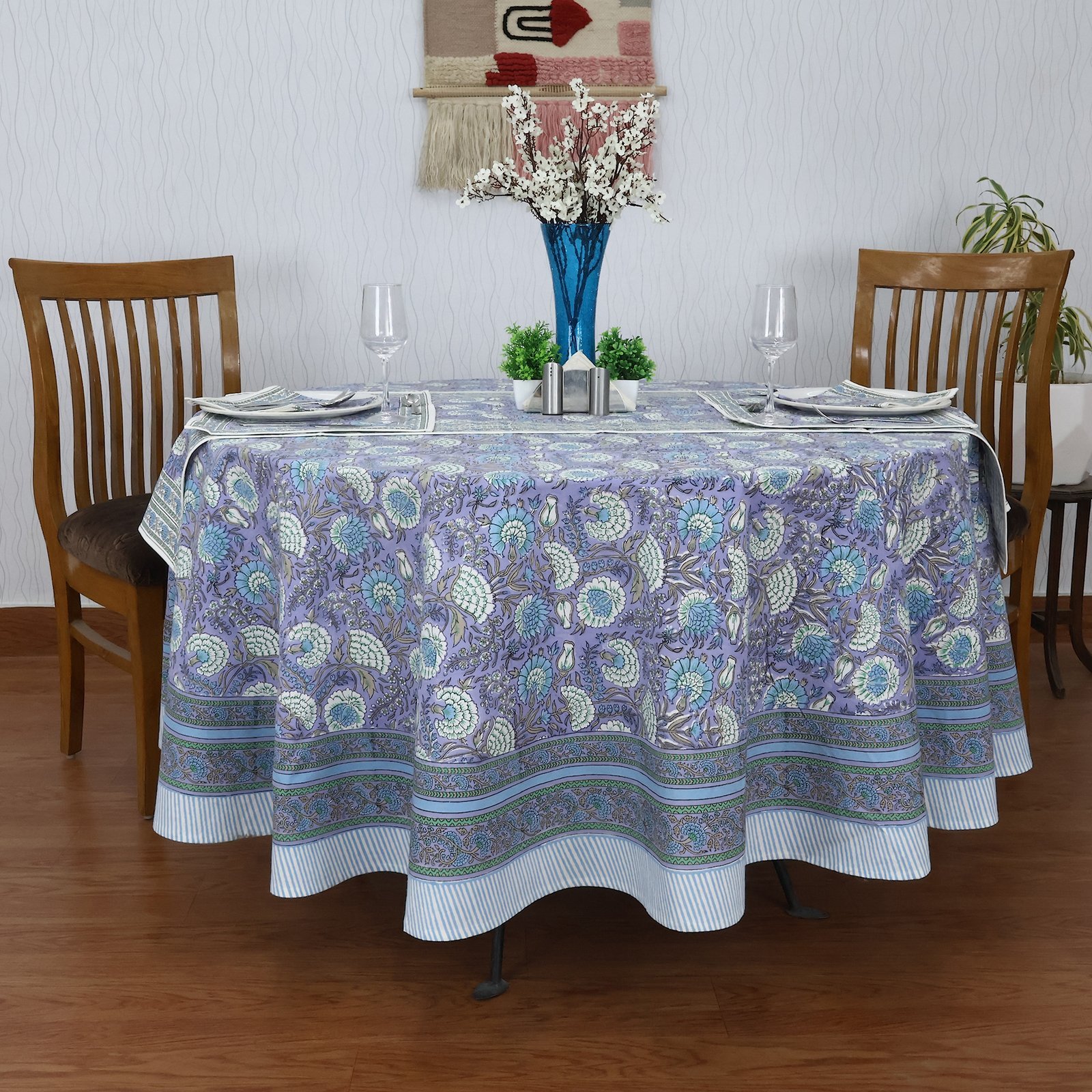 Decorative Round Tablecloth – Hand Block Printed Cotton Fabric HG-RTC-5008 - Image 2