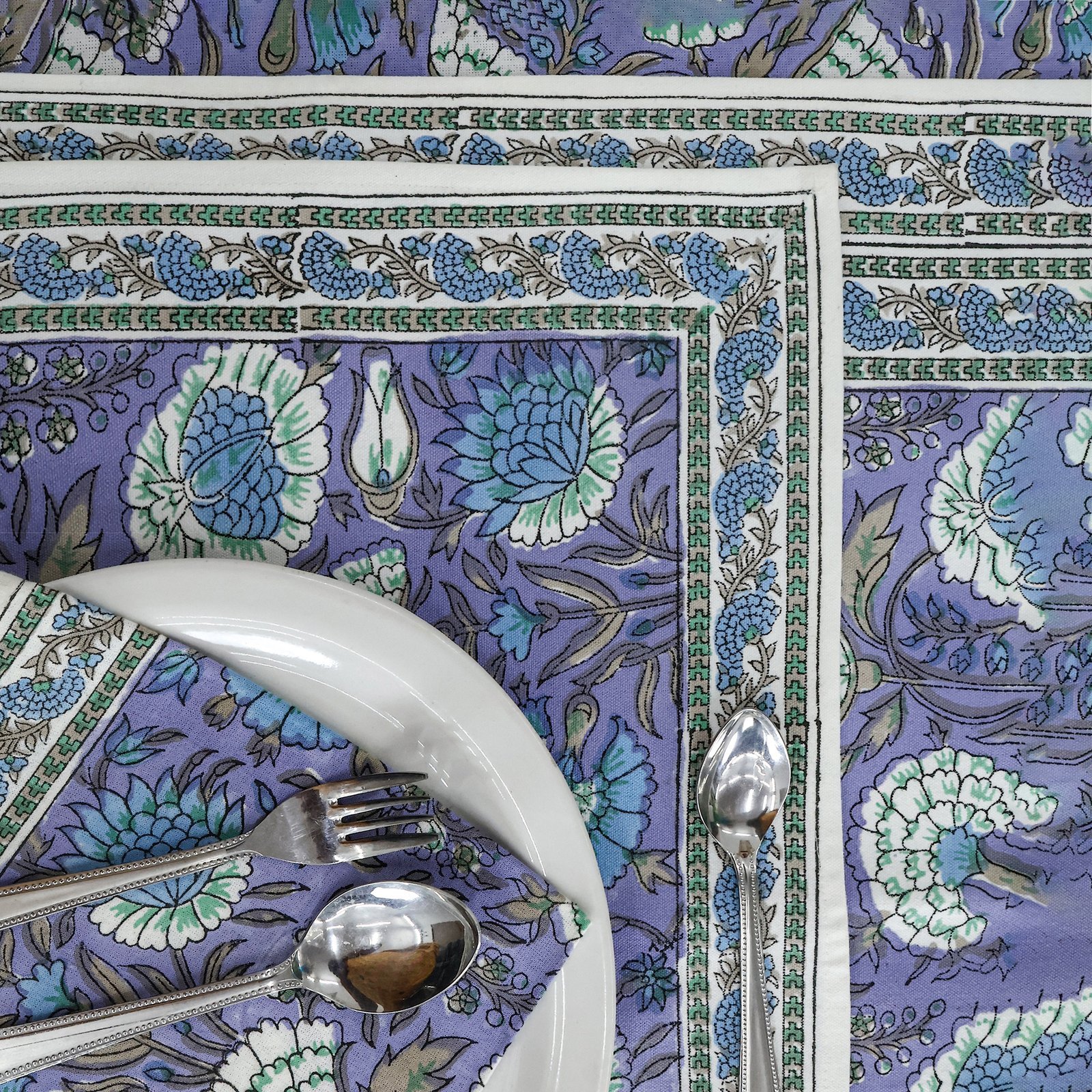 Decorative Round Tablecloth – Hand Block Printed Cotton Fabric HG-RTC-5008 - Image 4