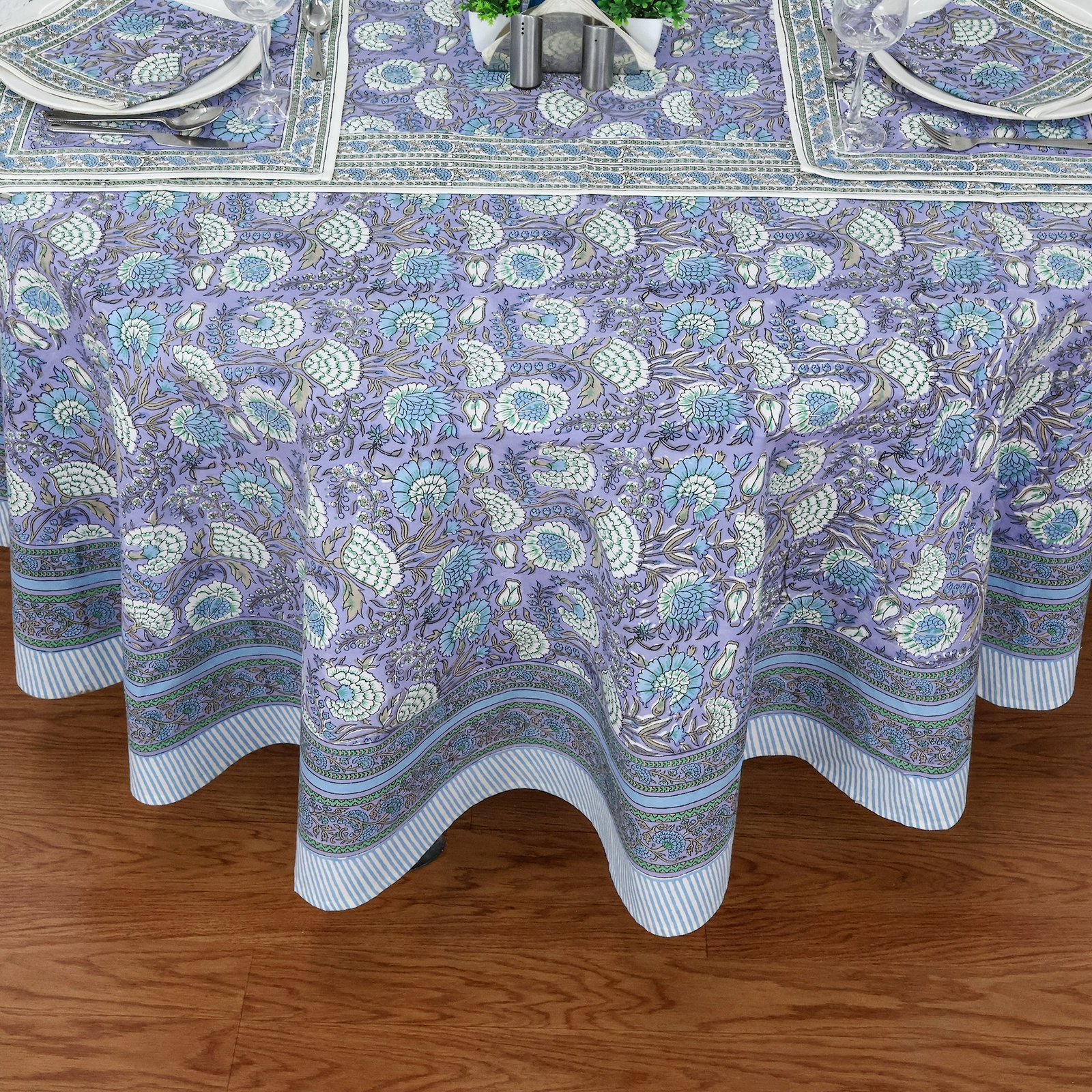 Decorative Round Tablecloth – Hand Block Printed Cotton Fabric HG-RTC-5008 - Image 6