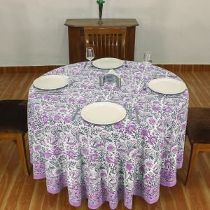 100% Cotton Hand Block Print Tablecloth – Round Shape HG-RTC-5009