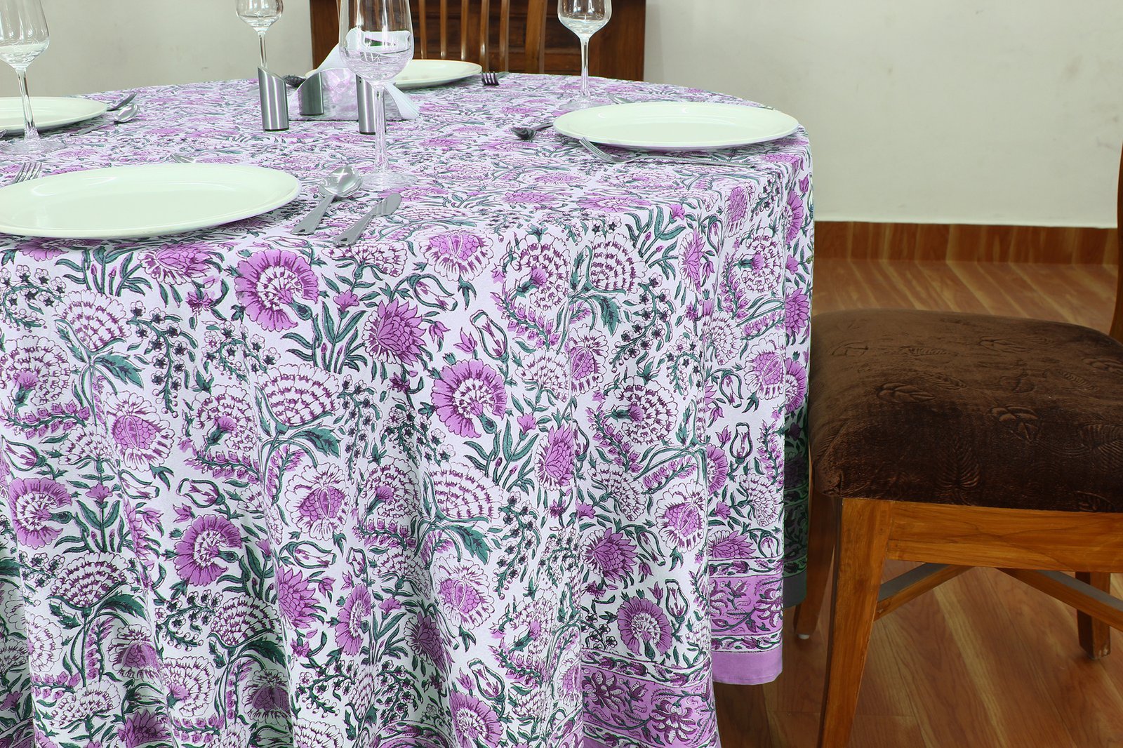 100% Cotton Hand Block Print Tablecloth – Round Shape HG-RTC-5009 - Image 2