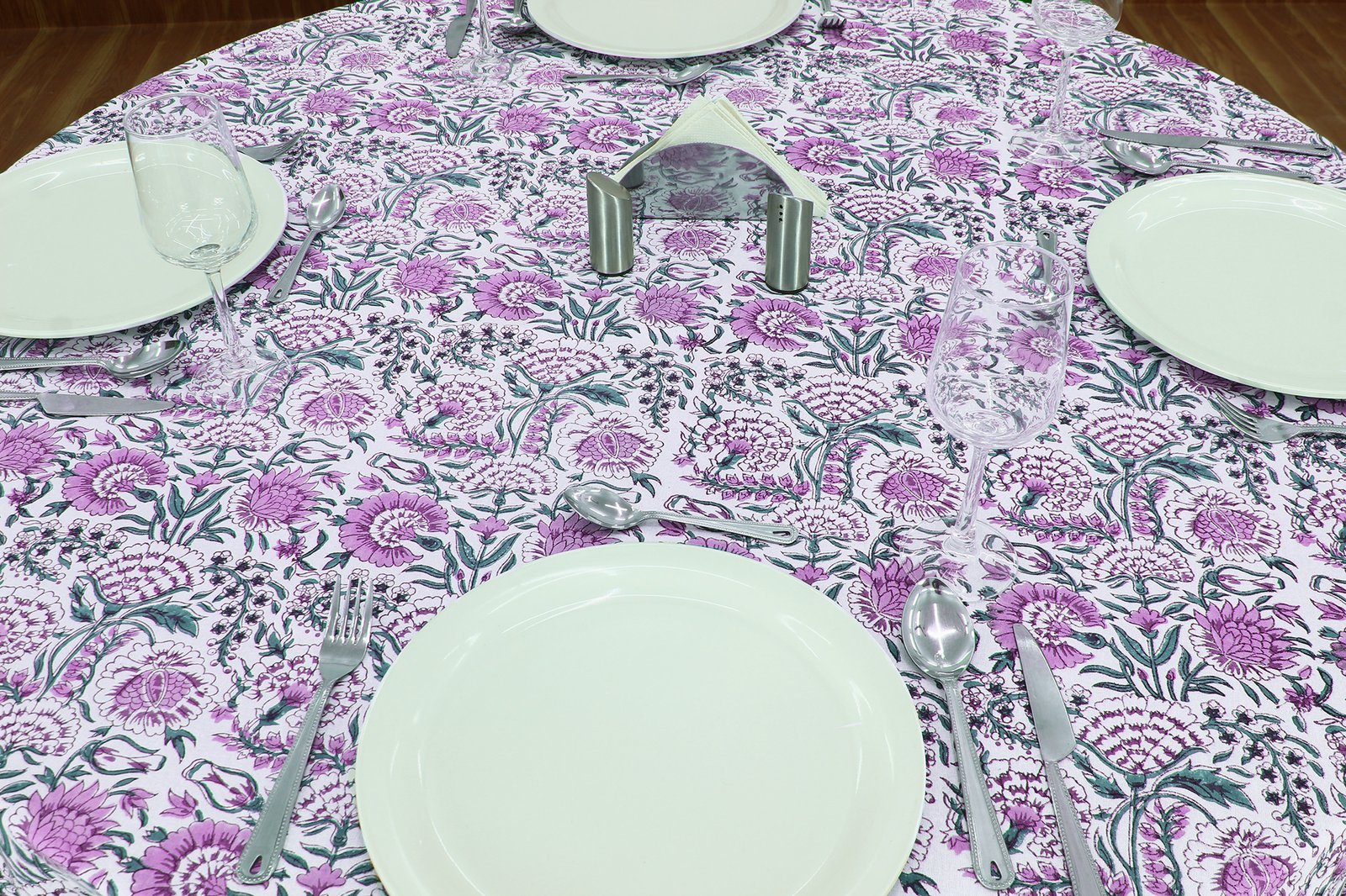 100% Cotton Hand Block Print Tablecloth – Round Shape HG-RTC-5009 - Image 4